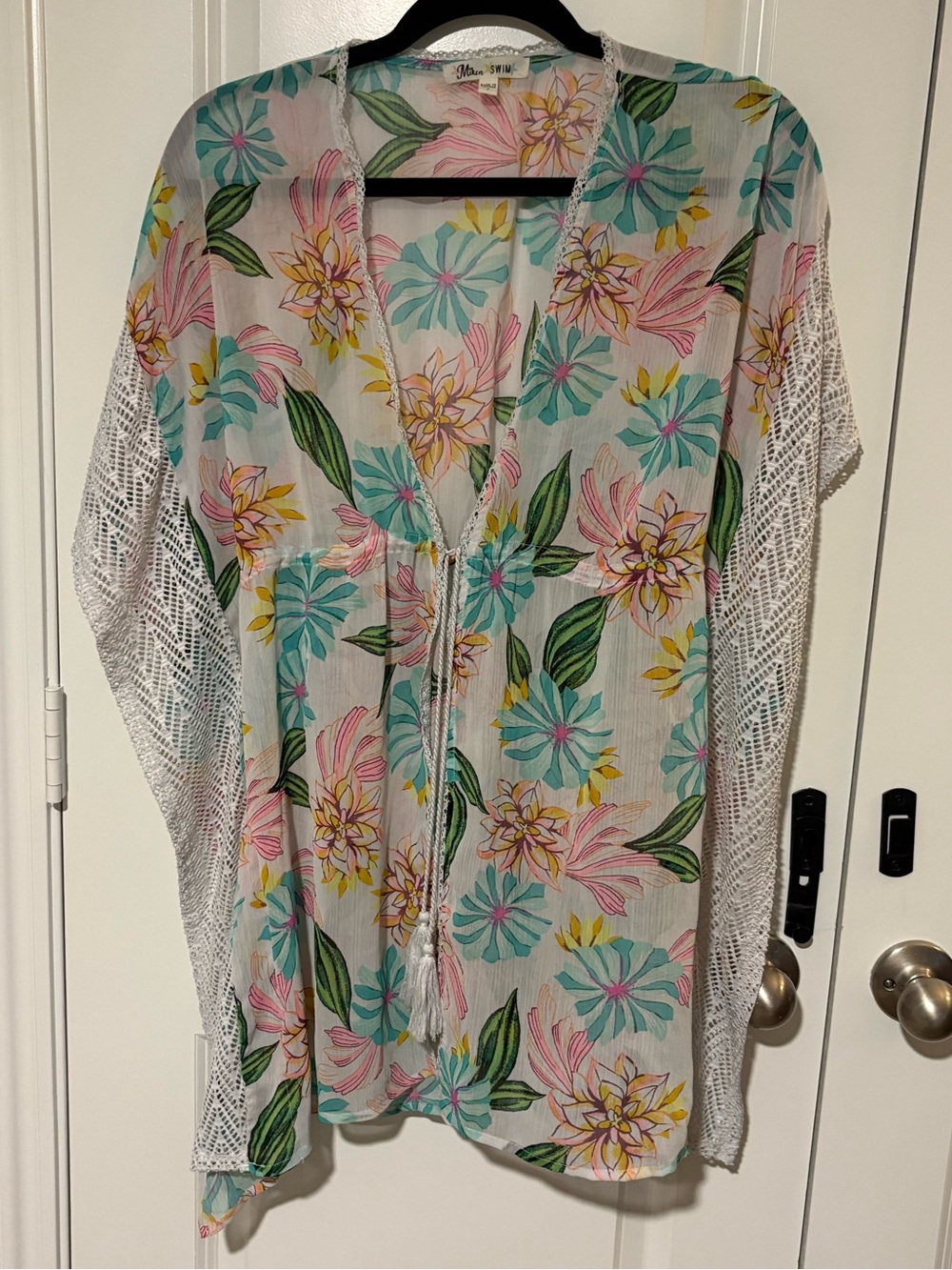 Miken Swim Floral Lace Trim Cover Up Size S